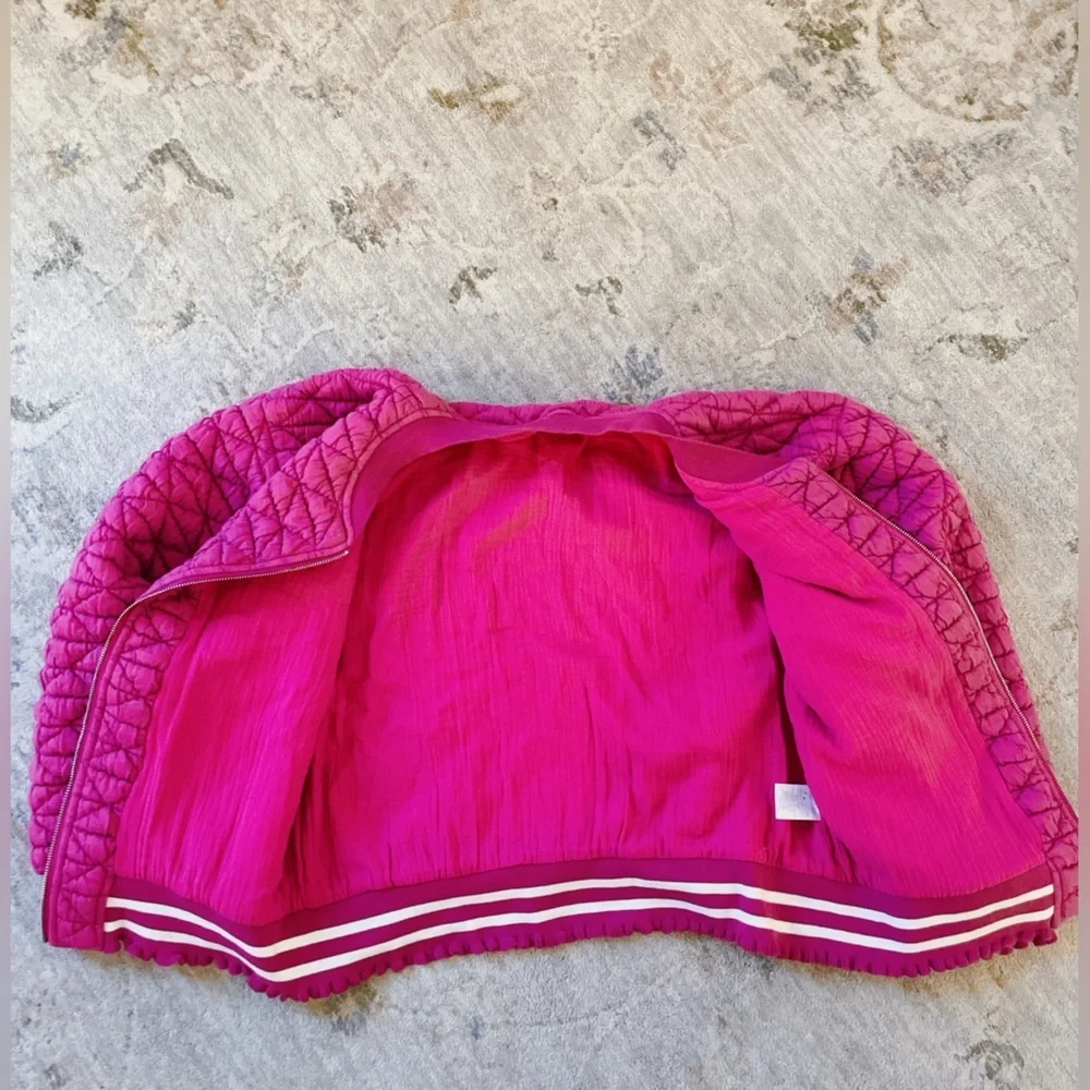 VOY Pink Quilted Bomber Jacket – Women’s Size Large - Picture 5 of 8